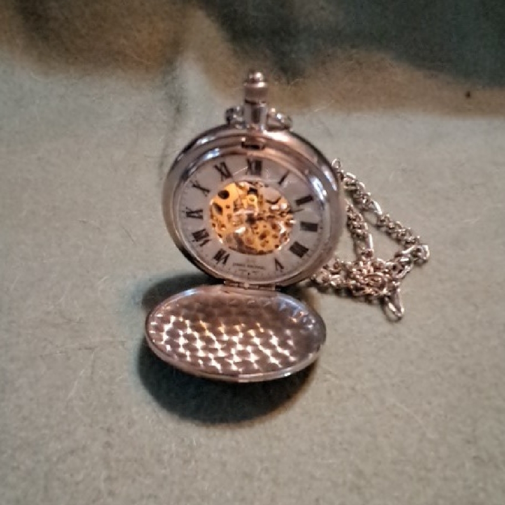 Silver Pocket Watch with Chain